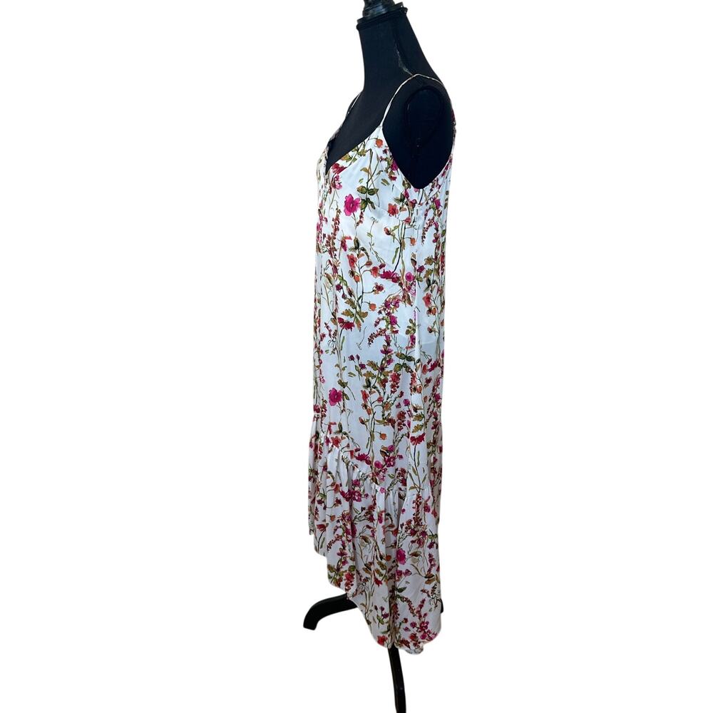 Great Jones White Floral Midi Slip Dress XXL Vacation Cottage Party Satin $300 - Picture 8 of 10